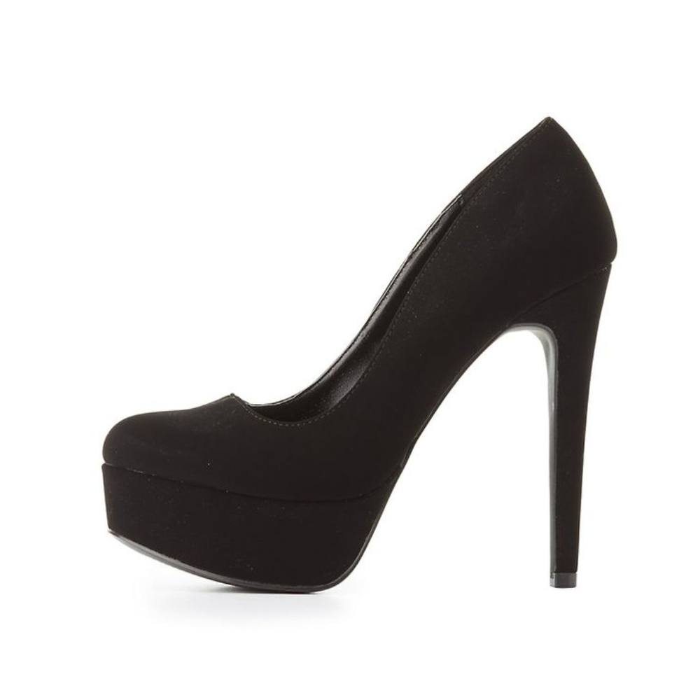 Charlotte Russe Black Suede Platform Pumps